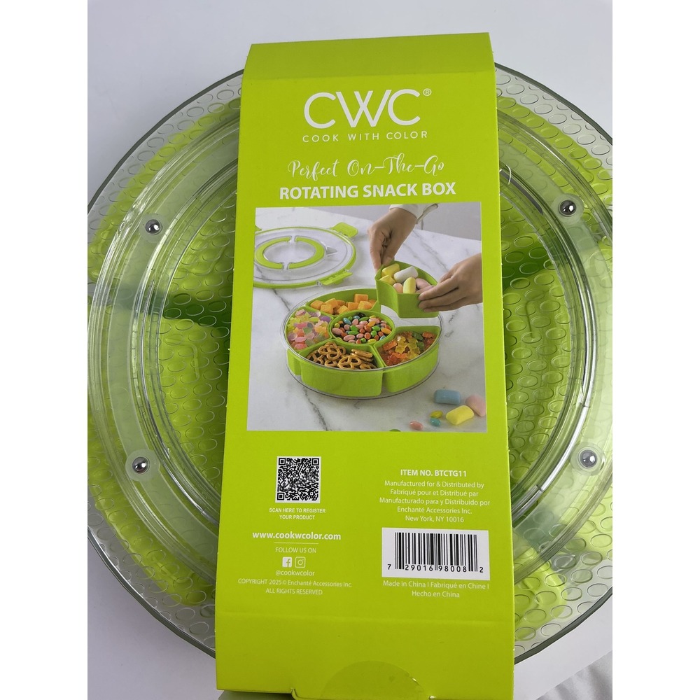 CWC Divided Serving Tray With Lid Rotating Snack Box 6 Compartment BPA Free - Picture 8 of 9